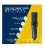 PHILIPS BT1232/15 Trimmer 30 mins Runtime 3 Length Settings (Blue)