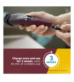 PHILIPS BT3101/25 Trimmer 45 min Runtime 10 Length Settings (Maroon)