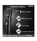 NOVA NHT 1052 USB Trimmer 90 min Runtime (Black)