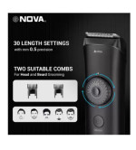 NOVA NHT 1057 Digital Waterproof Trimmer 90 min Runtime (Black)